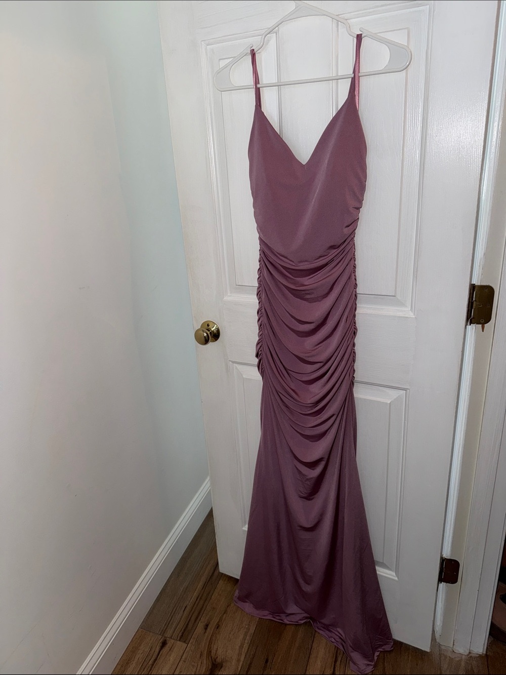 Elegant Ruched Slip Dress in lilac